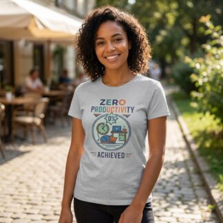 Zero Productivity 0% Achieved T-Shirt Funny Lazy Work Day Tee