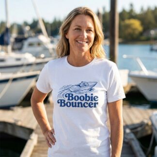 Boobie Bouncer Boat Tee Retro Speedboat Typography Shirt