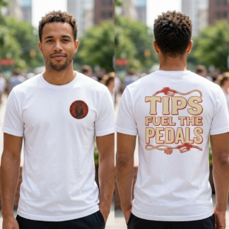Tips Fuel The Pedals t-shirt cycling tip jar graphic design