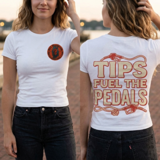 Tips Fuel the Pedals cycling graphic baby tee design
