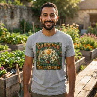 Gardener Powered by Dirt and Sunshine graphic tee gardening design