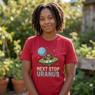 Alien UFO Next Stop Uranus t-shirt space humor design