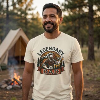 Legendary Dad retro camper beer mug outdoors father's day t-shirt design