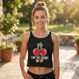 Cherry Illustration I Am The Cherry On Top Crop Tank Top lifestyle photo