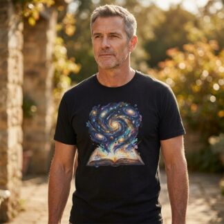 Galaxy Spellbook cosmic book illustration t-shirt