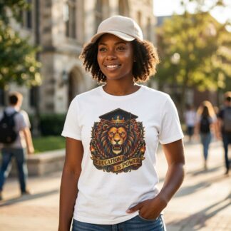 Lion with Graduation Cap Education Is Power Tee
