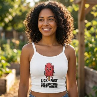 Melting Popsicle Character Lick Fast I'm Dripping Everywhere crop Tank