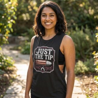 Just The Tip bullet graphic women's muscle Tank - Vintage Ammo Typography