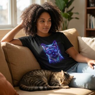 Neon Cat Portrait Tee