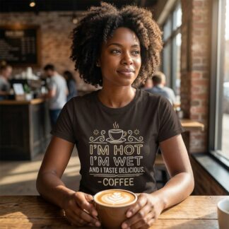 I'm Hot I'm Wet and I Taste Delicious Coffee T-Shirt lifestyle photo