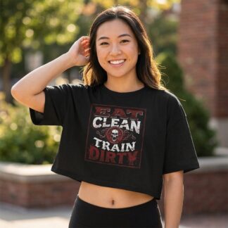 Eat Clean Train Dirty Crop Tee lifestyle photo