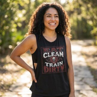 Eat Clean Train Dirty women's muscle tank lifestyle photo