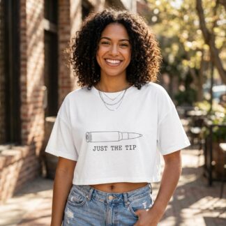Bullet Illustration Just The Tip ammo graphic crop tee