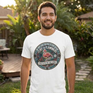 Like a Flamingo Dad Joke retro circle flamingo tee