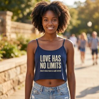 Love Has No Limits inspirational script text spaghetti crop tank