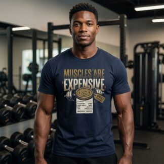 Muscles Are Expensive barbell receipt money graphic tee