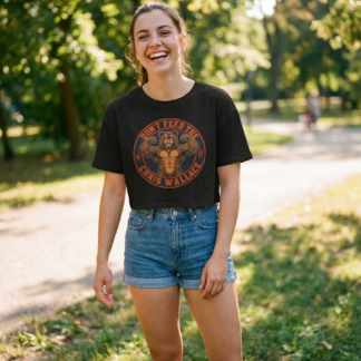 Don't Feed Lee Chris Wallace Bear With Muscles Crop Tee lifestyle photo