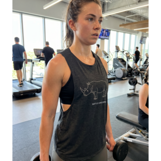 Battle Unicorn Minimal Line Rhino Flowy Scoop Tank lifestyle photo