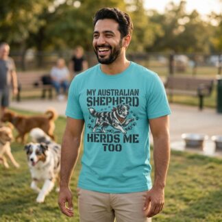 My Australian Shepherd Herds Me Too T-Shirt lifestyle photo