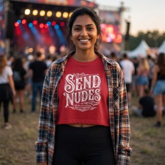 Send Nudes typography Crop Tee lifestyle photo