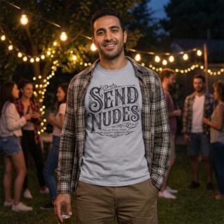 Send Nudes vintage lettering Tee lifestyle photo