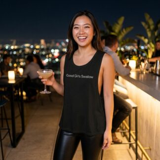 Good Girls Swallow Women's Flowy Scoop Tank lifestyle photo