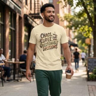 Chaos, Coffee and Questionable Decisions Tee lifestyle photo