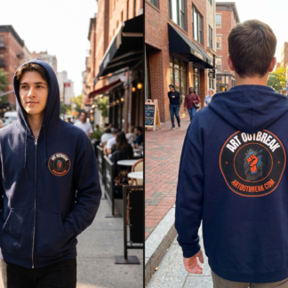 Art Outbreak logo Full Zip Hoodie lifestyle photo