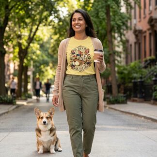 Corgi Tattoo Style 'No Brain Just Sass and Floof' T-Shirt lifestyle photo