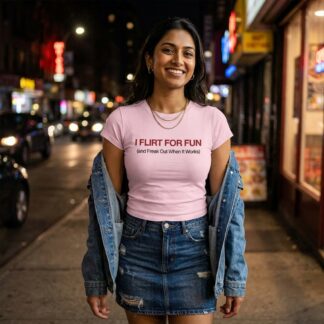 I Flirt For Fun graphic baby tee lifestyle photo