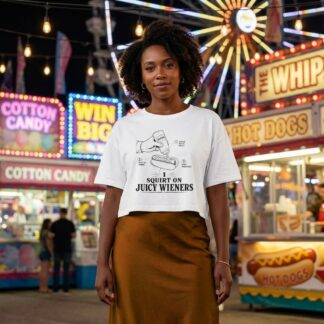Squirt On Juicy Wieners Crop Tee lifestyle photo