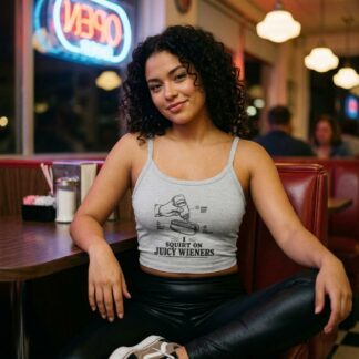 Squirt On Juicy Wieners Spaghetti Strap Crop Tank Top lifestyle photo