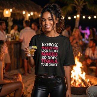 Exercise Makes You Look Better Naked text crop tee lifestyle photo