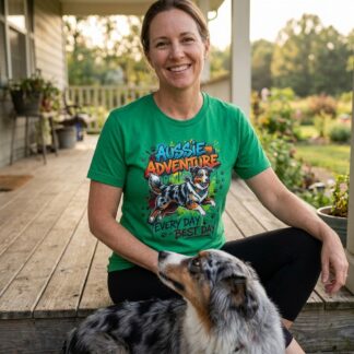 Aussie Adventure dog graphic Tee lifestyle photo