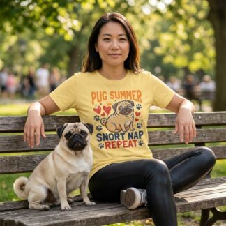 Pug Summer Snort Nap Repeat T-Shirt lifestyle photo