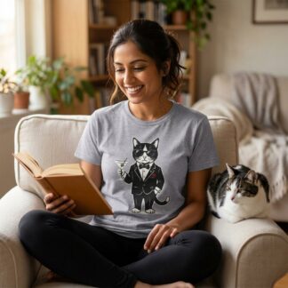Dapper Cat in Tuxedo T-Shirt lifestyle photo