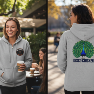 Disco Chicken Hoodie lifestyle photo