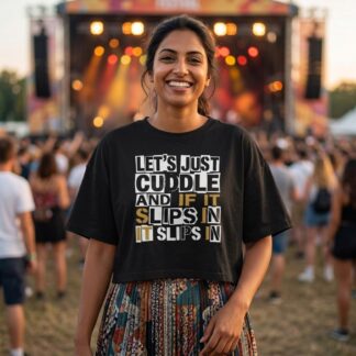 Let’s Just Cuddle Graphic Crop Tee lifestyle photo