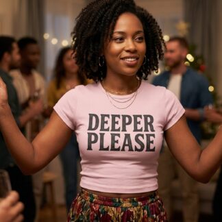 Deeper Please baby tee lifestyle photo