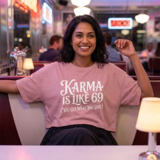 Karma Is Like 69 Crop Tee lifestyle photo