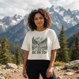 Mountain Landscape I Like To Be On Top Crop Tee lifestyle photo