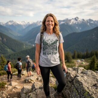I Like to Be on Top Hiker Tee lifestyle photo