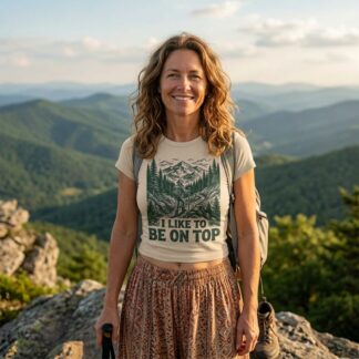I Like To Be On Top hiking mountain tee lifestyle photo