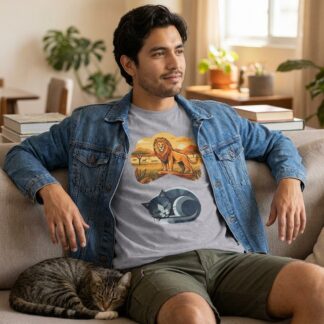 Lion Savanna Scene Cat Nap T-Shirt lifestyle photo