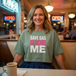 Save Gas Ride Me crop tee lifestyle photo