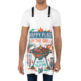 Happy Place by the Grill Apron - BBQ & Grilling graphic t-shirt design