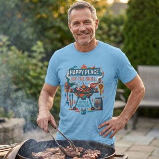 Happy Place by the Grill tee - BBQ & Grilling graphic t-shirt design