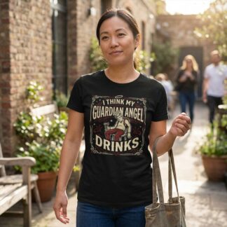 I Think My Guardian Angel Drinks T-Shirt lifestyle photo