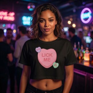 Lick Me Heart Candy crop tee lifestyle photo