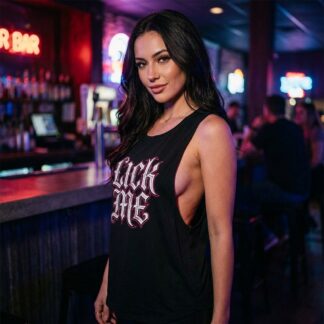 Lick Me Gothic Script tank top lifestyle photo